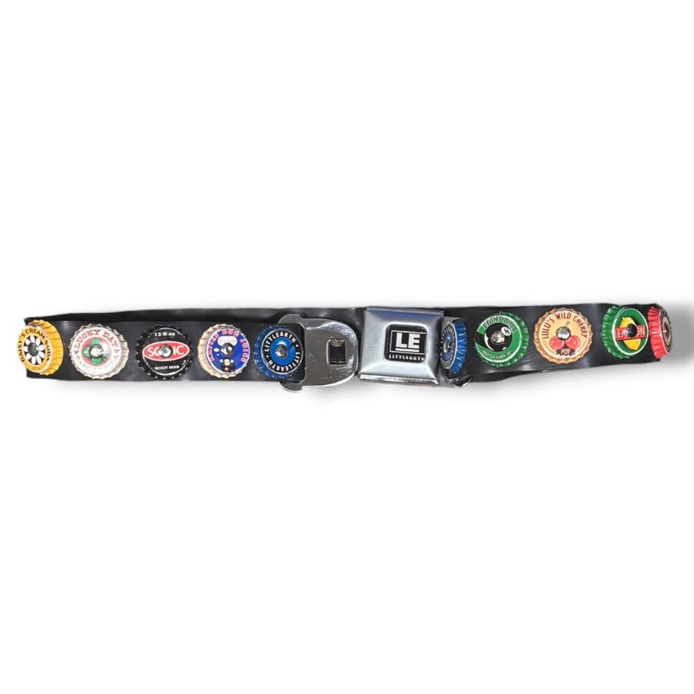 Littlearth Bottle Cap Seatbelt Belt Black Soda Pop Novelty Retro Y2K Rockabilly